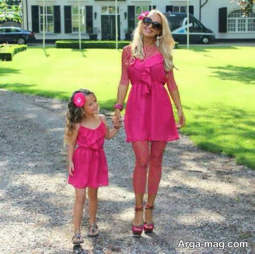 مدل لباس مجلسی کوتاه ست برای مادر و دختر 