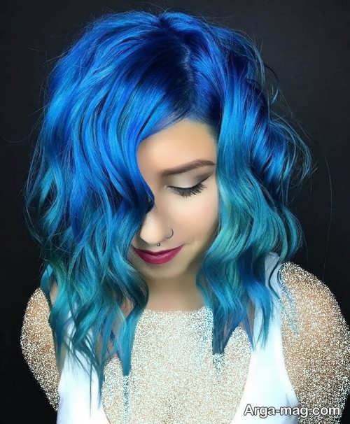 رنگ موی آبی برای موهای کوتاه 