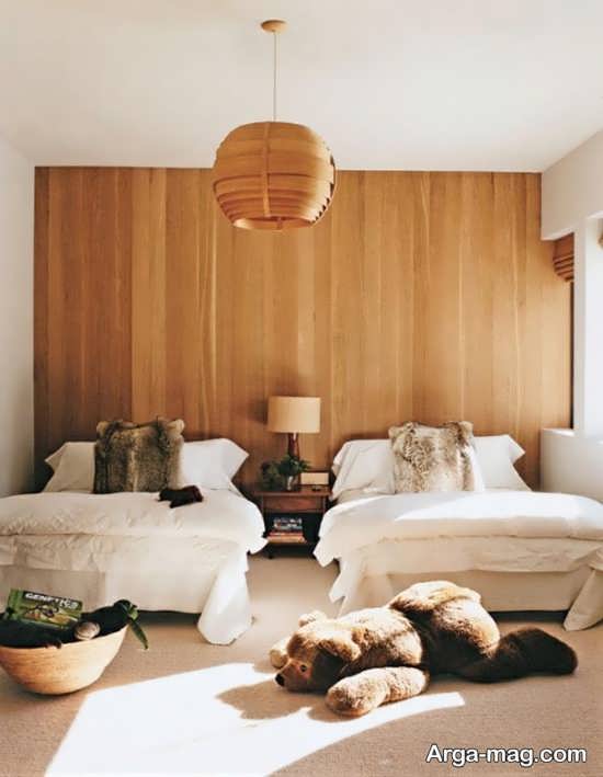 طراحی زیبای اتاق خواب با چوب