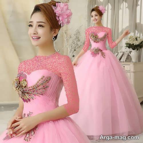 مدل لباس عروس صورتی کره ای 