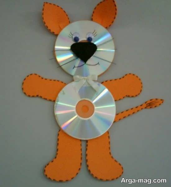 آموزش کاردستی موش نارنجی رنگ با دو عدد سی دی