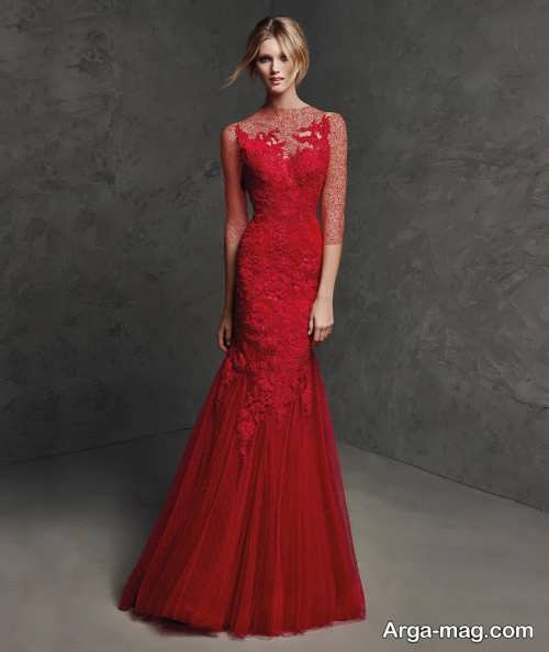مدل لباس مجلسی قرمز بلند 