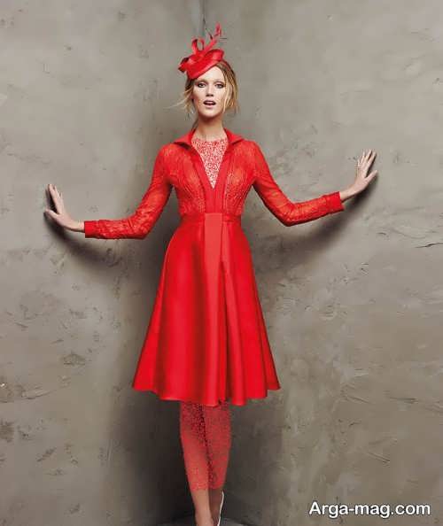 مدل لباس مجلسی کوتاه و قرمز 