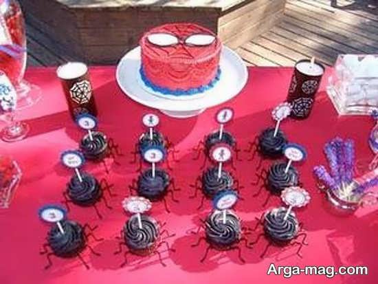 دیزاین شیک میز تولد با تم تولد مرد عنکبوتی