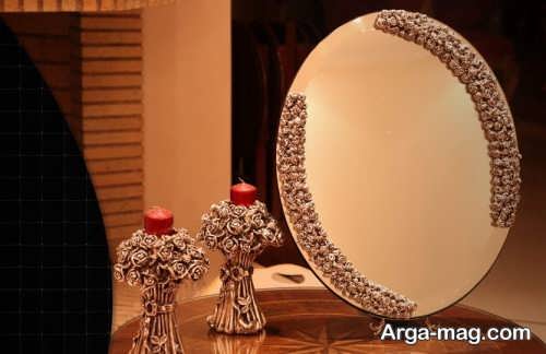مدل آینه و شمعدان عروس کار شده 