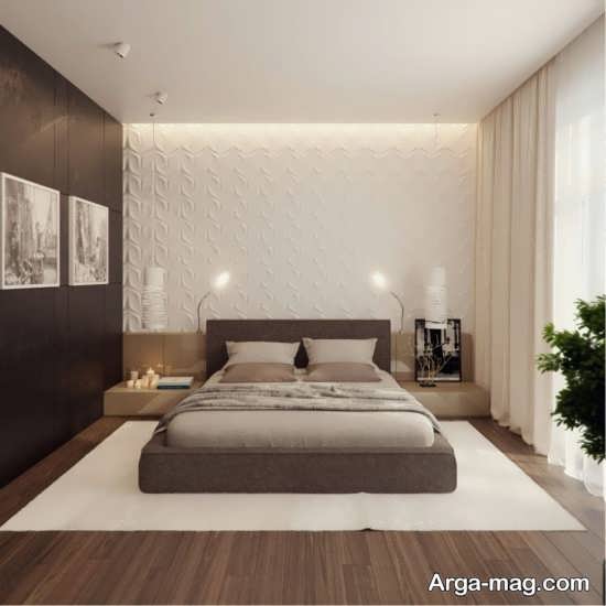 دیزاین زیبای بژ در اتاق خواب