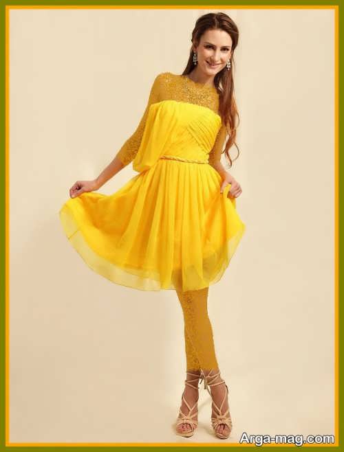 لباس مجلسی زنانه زرد 