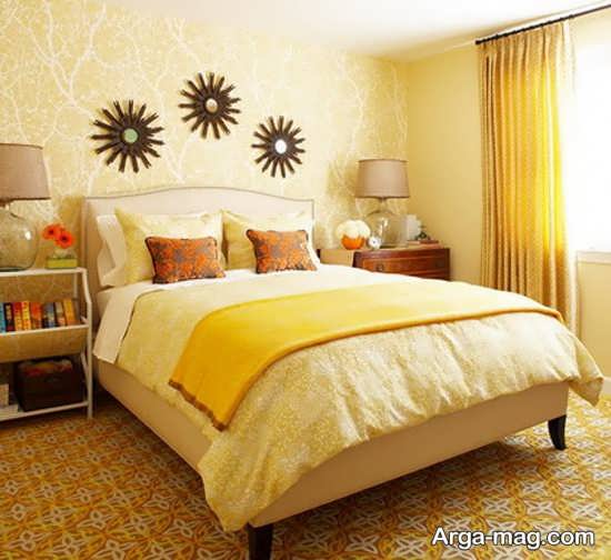 دکوراسیون زرد رنگ اتاق خواب