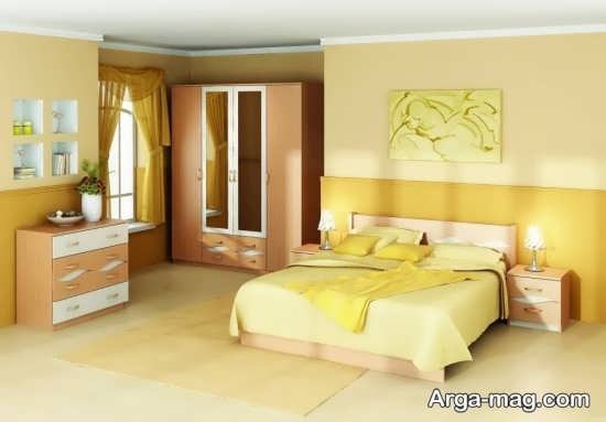 طراحی متفاوت اتاق خواب با تم زرد