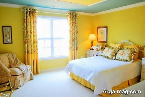دیزاین اتاق خواب زرد رنگ