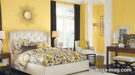 طراحی ترکیبی اتاق خواب با رنگ زرد