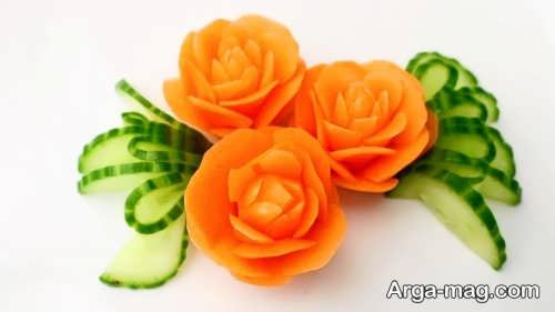 تزیین کردن هویج به شکل گل رز 