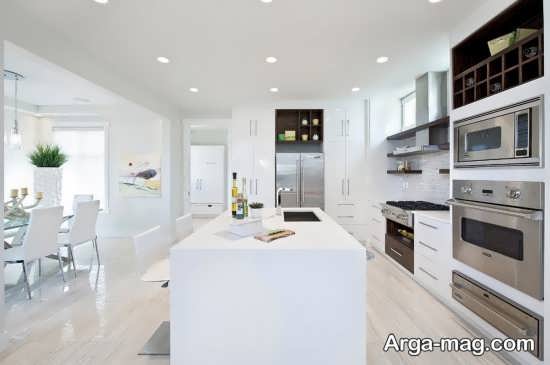 طراحی دکوراسیون آشپزخانه با رنگ سفید