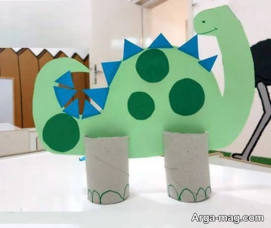 ساخت دایناسور با رول دستمال کاغذی