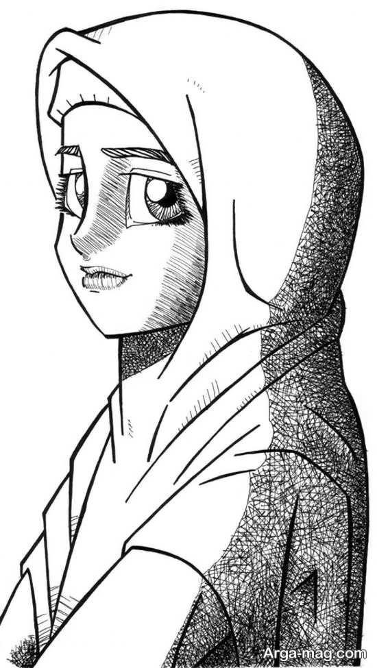 طراحی با قلم با موضوع حجاب 