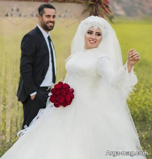 مدل لباس عروس با کلاه