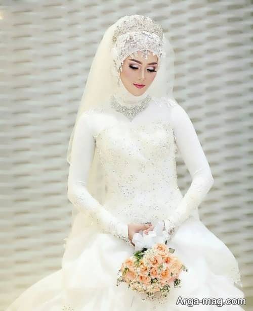 مدل لباس عروس شیک و کلاه دار 