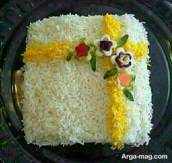 تزیین برنج با زعفران