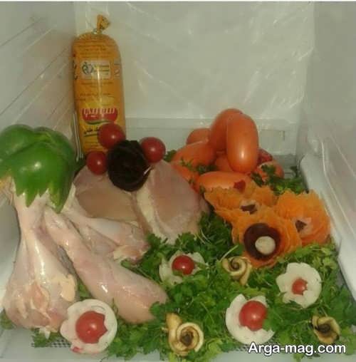 تزیین گوشت و سبزی برای یخچال عروس 