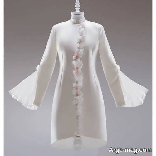 مدل لباس سفید کار شده برای مراسم خواستگاری 