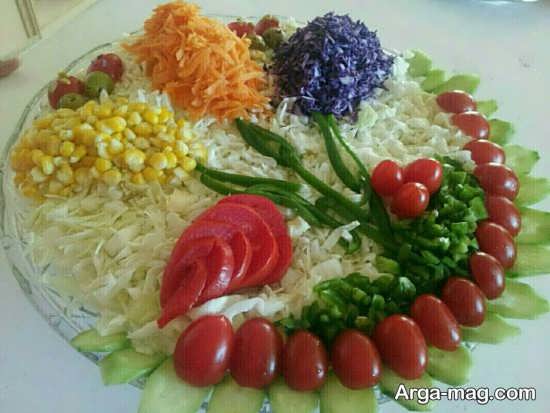 تزیین خلاقانه سالاد سبزیجات