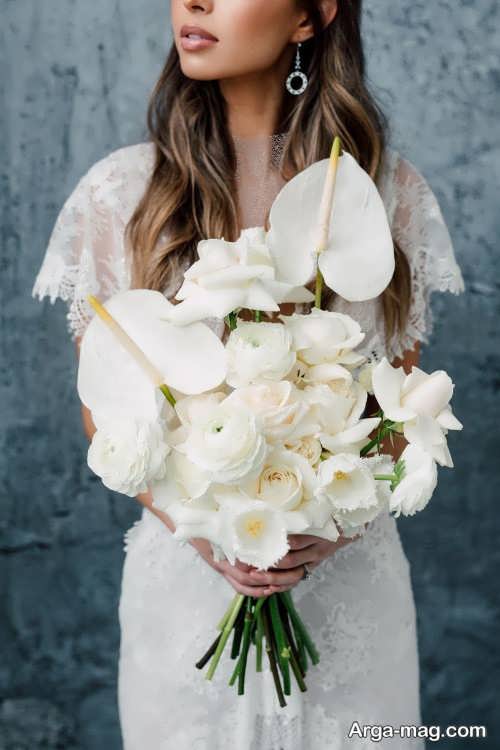 دسته گل عروس سفید 