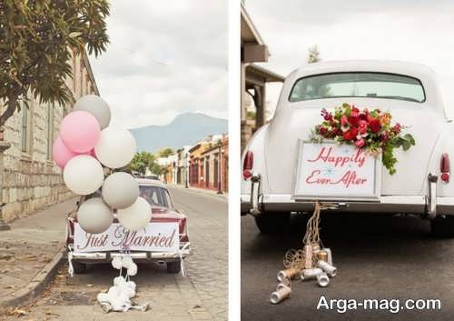 تزیین ماشین عروس با گل و بادکنک 