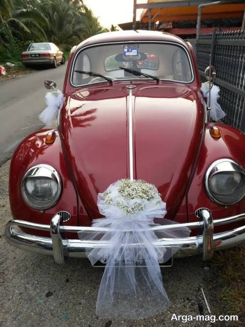 تزیین ماشین عروس با تور 