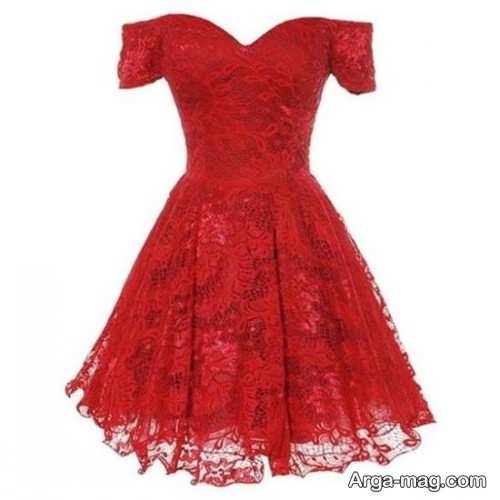 مدل لباس مجلسی قرمز کوتاه دخترانه 