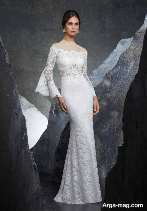 مدل لباس عروس آستین دار زیبا و شیک