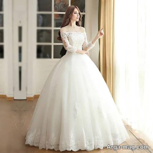 مدل لباس عروس آستین دار زیبا و شیک 