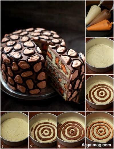 تهیه کیک پلنگی شکلاتی