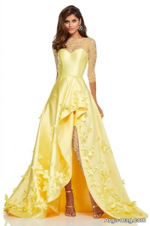 مدل لباس مجلسی زرد 
