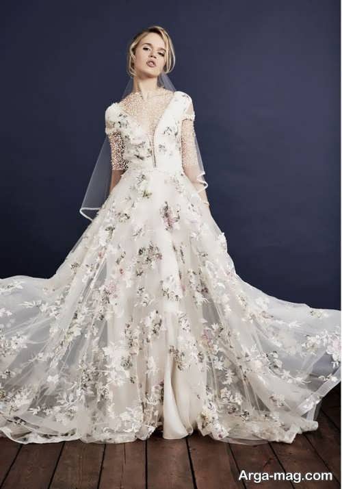 مدل لباس عروس شیک و گلدار