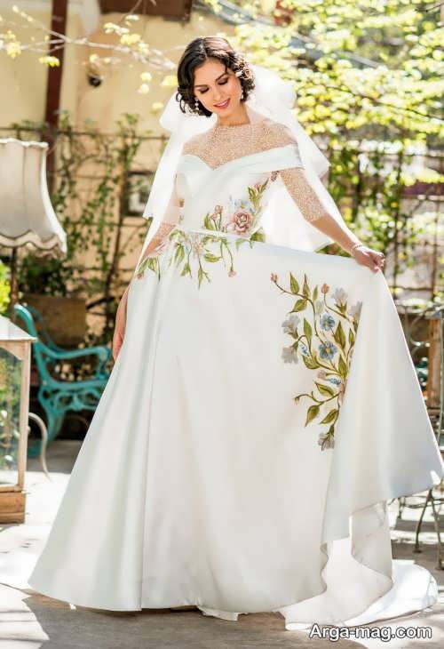 لباس عروس گل دار 