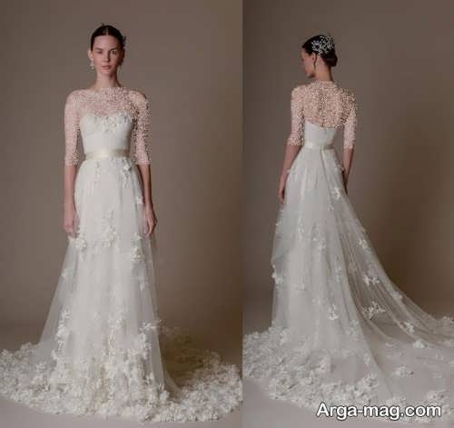 مدل لباس عروس گل دار