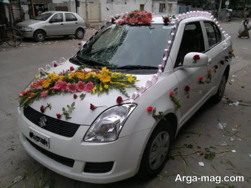 تزیین ماشین عروس با گل 