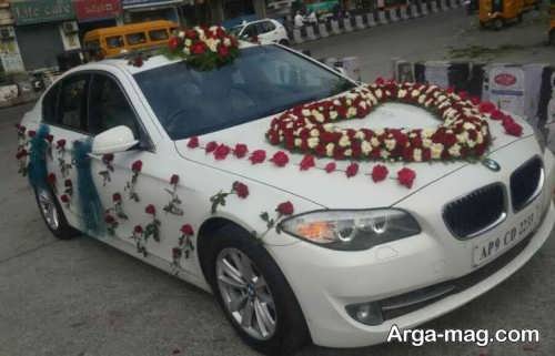 تزیین کردن ماشین عروس با گل 