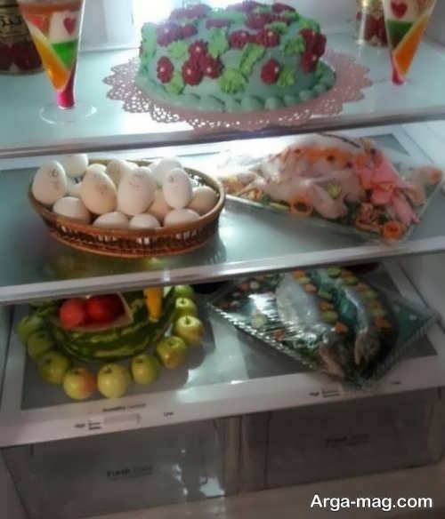 تزیین میوه و مواد غذایی برای یخچال نوعروس 