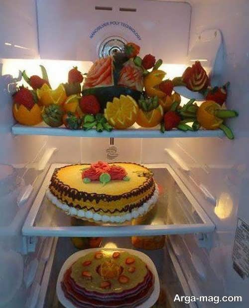 تزیین میوه و مواد غذایی برای یخچال عروس 
