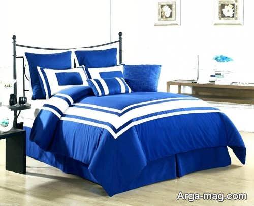 روکش تخت خواب آبی و سفید 
