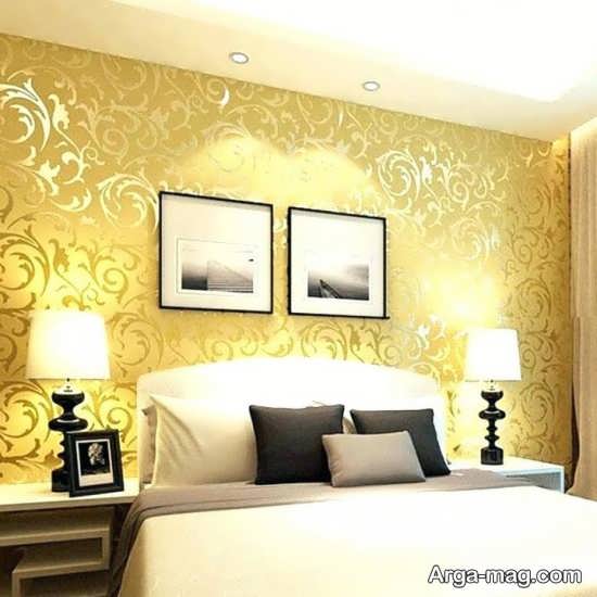 کاغذ دیواری با تم زرد برای اتاق خواب