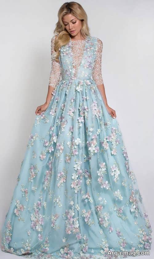مدل لباس عروس گلدار و رنگی 