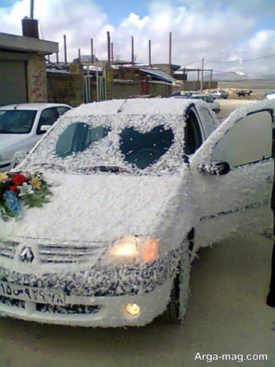 تزیین زیبا ماشین عروس با پر
