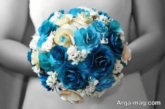 دسته گل آبی عروس و مصنوعی