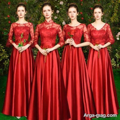 مدل لباس مجلسی قرمز برای ساقدوش عروس 