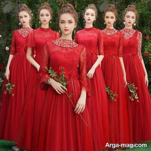 مدل لباس مجلسی قرمز برای ساقدوش عروس 