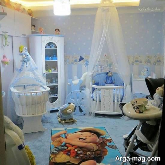 چیدمان زیبا و پر از خلاقیت اتاق نوزاد آبی