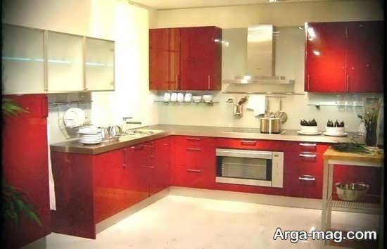 دکوراسیون قرمز آشپزخانه کوچک