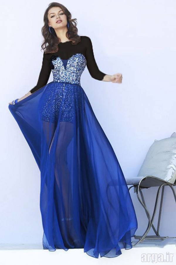  لباس شب آبی شیک